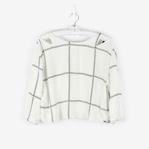 Line & Dot Open Back Blouse Size M Off White Rayon Relaxed Neutral Minimalist